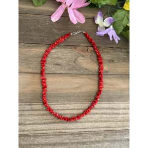 Collar de Perlas de Agua Dulce Étnicas con Cuentas de Coral Rojo Navajo y Plata de Ley, Cadena de 24 Pulgadas, Unisex, para Bodas y Regalos - Product Image 1