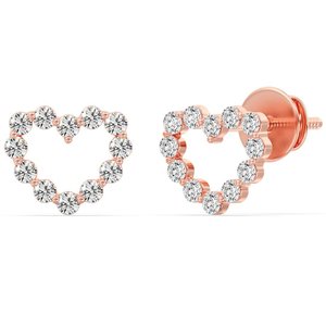 Heart-Shaped Stud <b>Earrings</b> Lab Grown Diamond Jewelry - Product Image 5