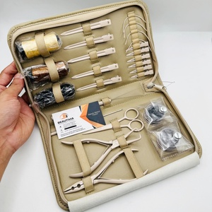 Best Selling Beige Tools Hair Extension Set with Beige Case and Private Label Micro link and Removal Pliers ,Clips <b>Bead</b> & <b>Thread</b> - Product Image 6