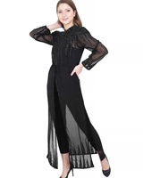 2026 Kaftan de Luxe Élégant pour l'Aïd, en Crêpe Pailleté, Style Manteau Ouvert de Dubaï, avec Broderie de Perles et Appliques Faites à la Main, Naturel, Longueur Ras du Sol