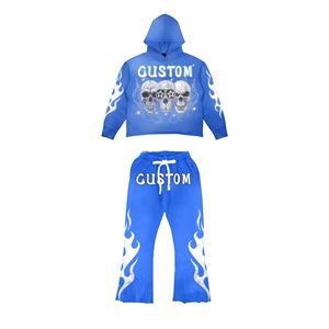 ชุดวอร์ม2ชิ้นสำหรับผู้หญิงชุดออกกำลังกายผ้าฟลีซผ้าฝ้ายสีขาวมีโลโก้ตามสั่ง - Product Image 2