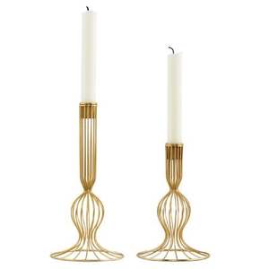 Elegant Hollow-Out Geometric <b>Gold</b> Taper <b>Candle</b> Holder Minimalist Wrought Iron Candlestick for Dining Table Hotel & Christmas - Product Image 1