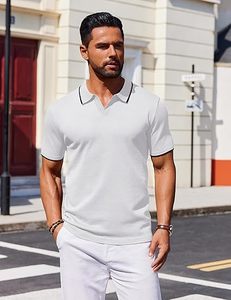 2025 tendencia hombres rayas polos ropa Casual logotipo personalizado manga corta Golf Polos venta al por mayor ropa de moda - Product Image 2