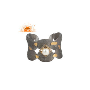 กำไลข้อมือชุบทองธรรมชาติกำไลข้อมือสีดำตามธรรมชาติดีไซน์ล่าสุดทำด้วยมือ - Product Image 1