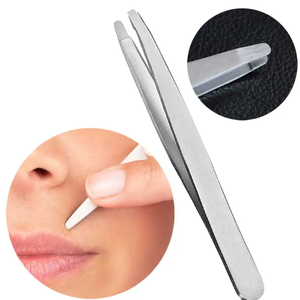 Juego de pinzas para pestañas de acero inoxidable de tendencia superior, aplicador de pestañas, pinzas para cejas con diseño de color plateado y negro personalizado - Product Image 3