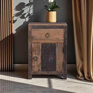 Modern Luxury Wooden <b>Bedside</b> Smart European <b>Mirrored</b> Finish for Bedroom Furniture for Home Apartment Includes Wireless Charging - Product Image 2