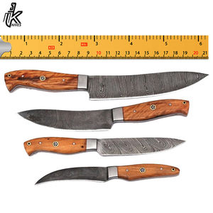 Custom Made Solid Damascus Steel <b>Sharp</b> Blade Chef <b>Knife</b> <b>Kitchen</b> <b>Knife</b> Set with Leather Roll Bag and Wooden Handle - Product Image 6