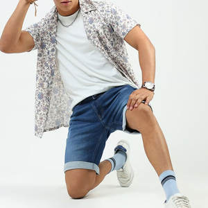 Pantalones Cortos de Mezclilla para Hombre, Estilo Urbano Informal para Fin de Semana, Lavado Índigo Desgastado, Aspecto Clásico - Product Image 5