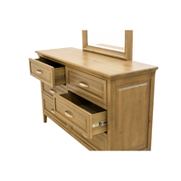 Commode à 6 tiroirs en bois de peuplier ADELA avec miroir, style contemporain, écologique, durable, en fer, autoportante, pour chambre à coucher, facile à assembler