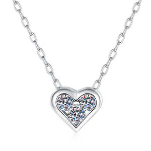 Bezel <b>Set</b> Heart Shape 0.75 CT Brilliant Cut Moissanite VVS D Color 925 Sterling <b>Silver</b> Pendant Necklace Women's Trendy <b>Jewellery</b> - Product Image 1