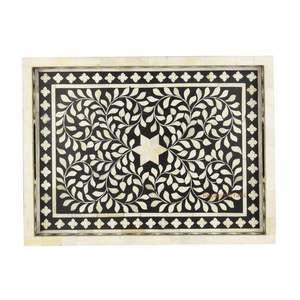 NATURAL CRAFT MEILLEUR DESGIN BONE INLAY TRAY AVEC Motifs floraux Couleurs Bone Inlay Plateau de service - Product Image 3