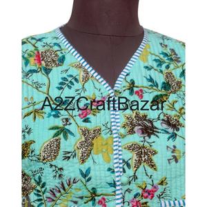 Veste courte matelassée réversible en coton biologique 100% pour femmes, patchwork vintage, écologique, respirante, imprimé ethnique, automne - Product Image 3