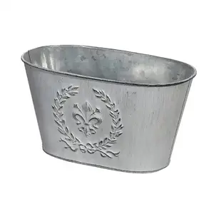 Metalen Bloem Gegalvaniseerd Wit Wassen Afgewerkt Kerst Decoratie Ovale Vorm Planter Voor Huisdecoratie Op Maat