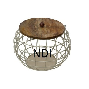 Classic Design Wooden Stand Iron Wire Fruit Storage <b>Basket</b> Custom Size Wooden Base Fruit Container <b>Basket</b> - Product Image 6
