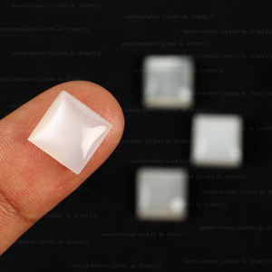 Haute qualité Quartz naturel pierre de lune 10x10mm carré dos plat calibré Cabochon blanc en vrac pour la fabrication de bijoux à bricoler soi-même en gros - Product Image 6