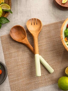Cuillères de service à salade en bois et en os faites à la main de meilleure qualité Accessoires de vaisselle d'occasion de mariage - Product Image 3