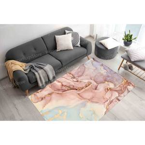 Pink Marble Printed <b>Rug</b> - Modern Elegance for Any <b>Space</b>,Chenille <b>Rug</b> - Product Image 5