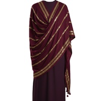Voile Hijab Femme Noir Doré à Rayures Métalliques Effet Cachemire Transparent avec Franges Légères Respirantes Durables OEM – Vente en Gros