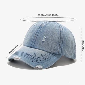 Wholesale <b>Vintage</b> Washed Distressed Denim Polo Trucker Cotton Baseball <b>Cap</b> for Unisex Trendy Jeans <b>Caps</b> - Product Image 6