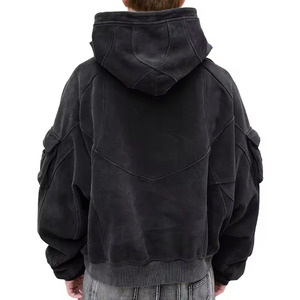 Léger hiver hommes lavage à l'acide brodé Stonewashed polaire pull à capuche surdimensionné séchage rapide - Product Image 5