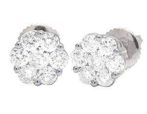 Pendientes de tuerca de racimo floral con diamantes cultivados en laboratorio hechos de oro sólido de 10K, joyería fina para mujer - Product Image 4