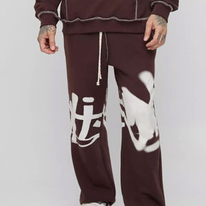 Survêtement unisexe personnalisé, respirant, réversible, antibactérien, style streetwear, pantalon de survêtement évasé, sweat-shirt uni, jogging empilé - Product Image 4