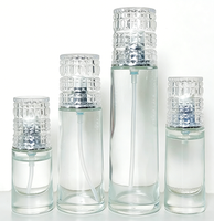 Ensemble cosmétique en verre transparent de qualité supérieure |   Flacons de soin de la peau en cristal facetté pour produits de beauté de luxe