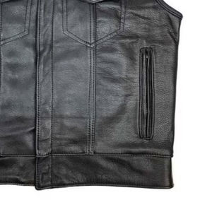 Design personnalisé hommes Vintage en cuir véritable broderie à la main écologique sans manches gilet respirant décontracté vêtements d'extérieur hiver - Product Image 5