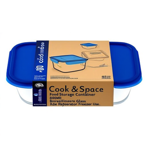 Recipiente para Almacenamiento de Alimentos Cook & Space, 800 ml, Vidrio de Borosilicato, Tapa Hermética, Apto para Horno de Microondas, Refrigerador y Congelador - Product Image 2