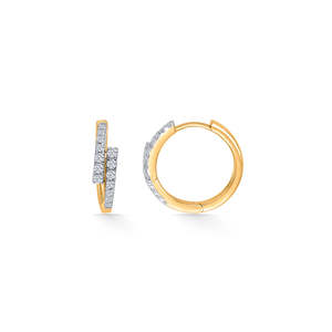 ต่างหูเพชรทรงวงกลมสีทองสำหรับผู้หญิง - Product Image 3