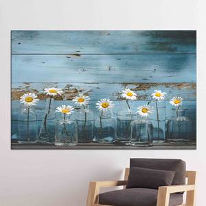 Obra de arte impresa en lienzo: Ramo floral de vitral en botellas, LIEÑO DE PANA ENVELOPEADO - Product Image 1