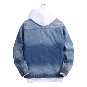 Chaqueta vaquera desgastada de alta calidad personalizada para hombre, diseño clásico vintage liso con decoración de botones de talla grande para invierno - Product Image 2