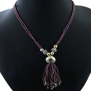 Collar Elegante con Cuentas y Borlas para Mujer, con Colgante de Imitación de Perla y Concha, Plata 925, Moderno, para Boda, de Art Palace - Product Image 2
