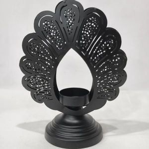 Elegante soporte de luz de té de metal negro para decoración moderna del hogar Acento elegante para estante de mesa o exhibición de repisa - Product Image 1