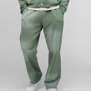 Logo personnalisé survêtements pour hommes à manches longues jogging survêtement 2 pièces fermeture éclair acide lavage survêtements hommes portent tissu polaire imprimé - Product Image 5