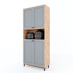 Meuble à chaussures minimaliste à 4 niveaux avec structure en bois de caoutchouc et pieds en fer thermolaqué KG68025 - Product Image 2