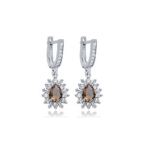 Pendientes Colgantes de Sultanita en Forma de Pera con Piedra CZ, Plata de Ley 925, Joyería Turca Hecha a Mano al por Mayor - Product Image 1