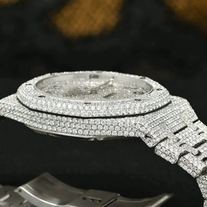 Nueva llegada de alta calidad totalmente helado Moissanite diamantes reloj de estilo de lujo redondo árabe Dial Premium de acero inoxidable - Product Image 4