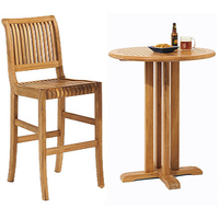 Ensemble table haute et chaises pour l'extérieur, mobilier traditionnel en teck d'Indonésie pour hôtel, villa, appartement