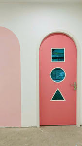 Porte en film PVC WPC arquée DEWOO, style minimaliste, surface finie, imperméable, pour salon/toilettes, ouverture manuelle, bois-plastique - Product Image 6