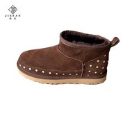 Bottes d'hiver courtes pour femme en cuir véritable et peau de mouton véritable, imprimées, confortables, légères et chaudes, fabriquées par le fabricant