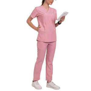 Custom V-Neck Unisex Hospital Scrub Set Uniforme de enfermera Set Clínica Personal Scrub Uniforme - Product Image 1