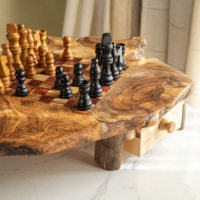 ArtisRaw CG005 Jeu d'échecs rustique fait main de luxe écologique unisexe avec rangement en bois d'olivier
