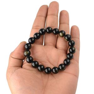 สร้อยข้อมือลูกปัดหินออบซิเดียนสีดำขนาด 10 มม. - เครื่องประดับหินธรรมชาติเพื่อการปกป้อง พลังงานบวก และสไตล์โบฮีเมียน - Product Image 2