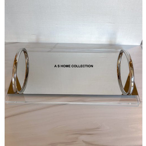 Nouveaux plateaux de Style aluminium nickelé Rectangle plateau de service en acier inoxydable Design décoratif plateau pour Restaurant ensemble de 2 - Product Image 2