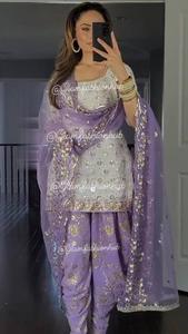 นำเสนอชุดแต่งกายสำหรับงานปาร์ตี้ดีไซน์ใหม่ดูยอดเยี่ยม doti salwar และ dupatta งานเย็บปักถักร้อยหนัก5มม. ลำดับด้วยแขนยาว - Product Image 3