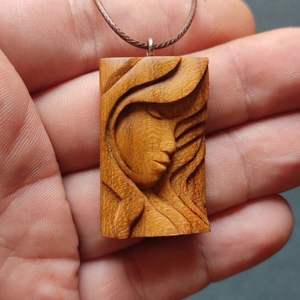 FOR <b>NECKLACES</b> FOR WOMEN MEN NATURAL <b>LARGE</b> BOHO TRIBAL SONO WOODEN <b>Pendant</b> on Adjustable Cord Handmade <b>Necklace</b> - Product Image 5