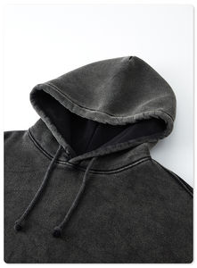 Custom logo <b>Black</b> Oversize Pullover <b>Hoodies</b> Unisex Vintage Acid Wash 500 GSM Hoodie ultra Soft Heavyweight Hoodie - Product Image 5