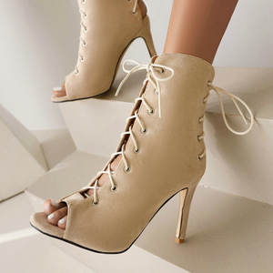 Botas de Baile de Salón/Latin Jazz de Gamuza para Mujer, Tacones Altos, Suelas de Goma, Zapatos de Baile para Actuaciones en Escenario para Adultos - Product Image 4