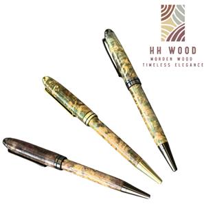 Stylo à bille en bois de luxe fait à la main 0.7mm Serpentine Design cadeau d'affaires stylo torsadé en bois stabilisé du Vietnam - Product Image 5